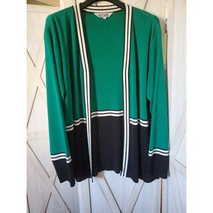 Howard Wolf Escape X Large Women's Green Black Cardigan Vintage Open Striped